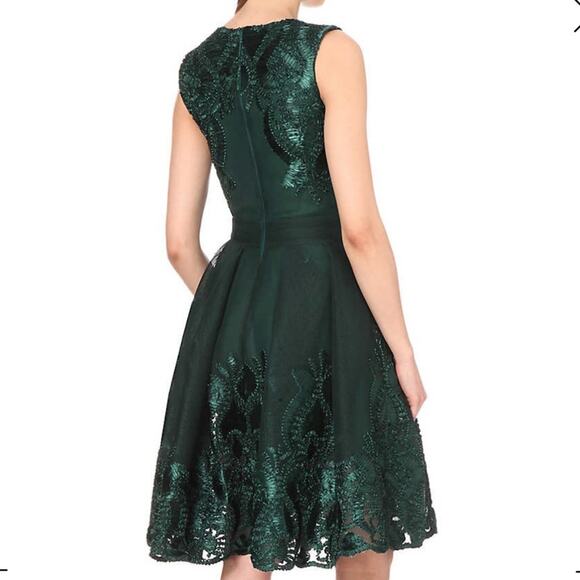 Maje Green Reason embroidered honeycomb midi dress - Picture 7 of 8